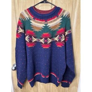 Woolrich Navy Multicolor Fair Isle Wool Sweater